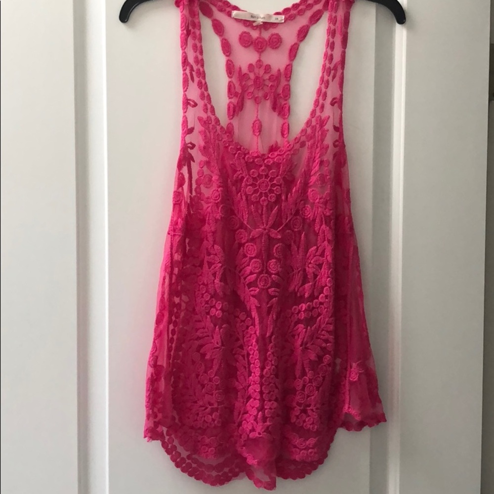 Stitch fix pink lace overlay top